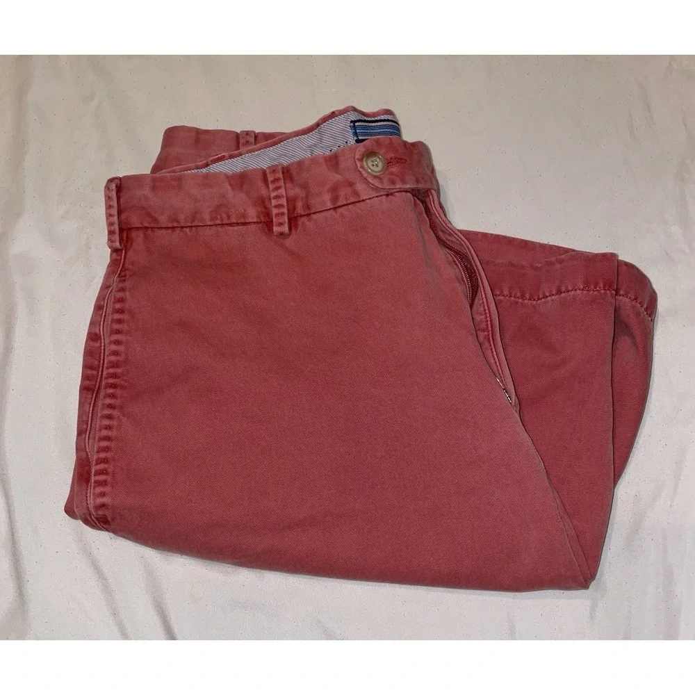Peter Millar Mens Pima Cotton Flat Front Chino Shorts Salmon Pink Size 33 8.5 In